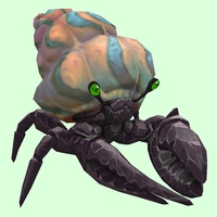 Onyx & Emerald Hermit Crab w/ Pale Orange & Blue Shell