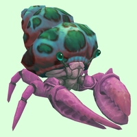 Pink Hermit Crab w/ Green-Spotted Teal Shell