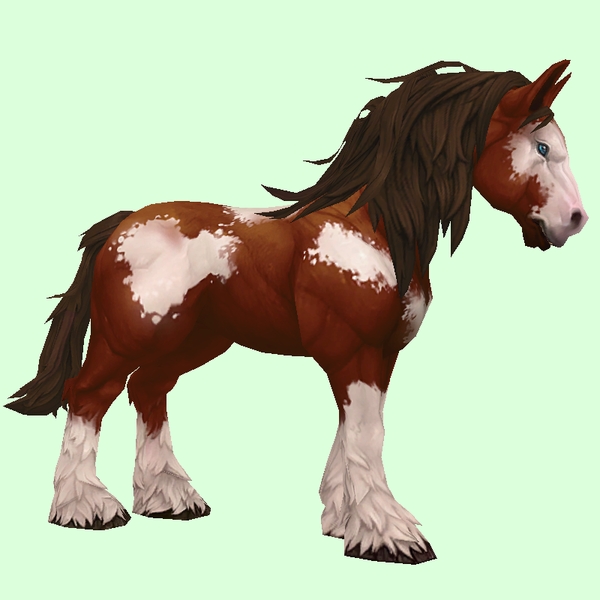 Chestnut Overo Horse w/ Stockings & Long Mane